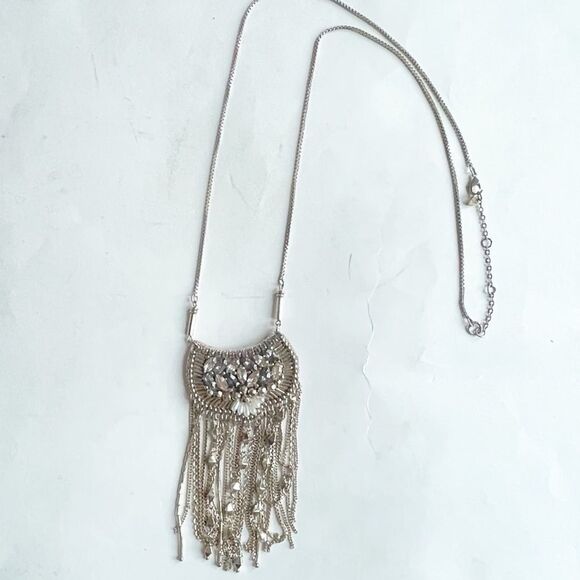 Stella & Dot Analena Pendant Sparkle Fringe Gold Adjustable Statement Necklace - Picture 6 of 7